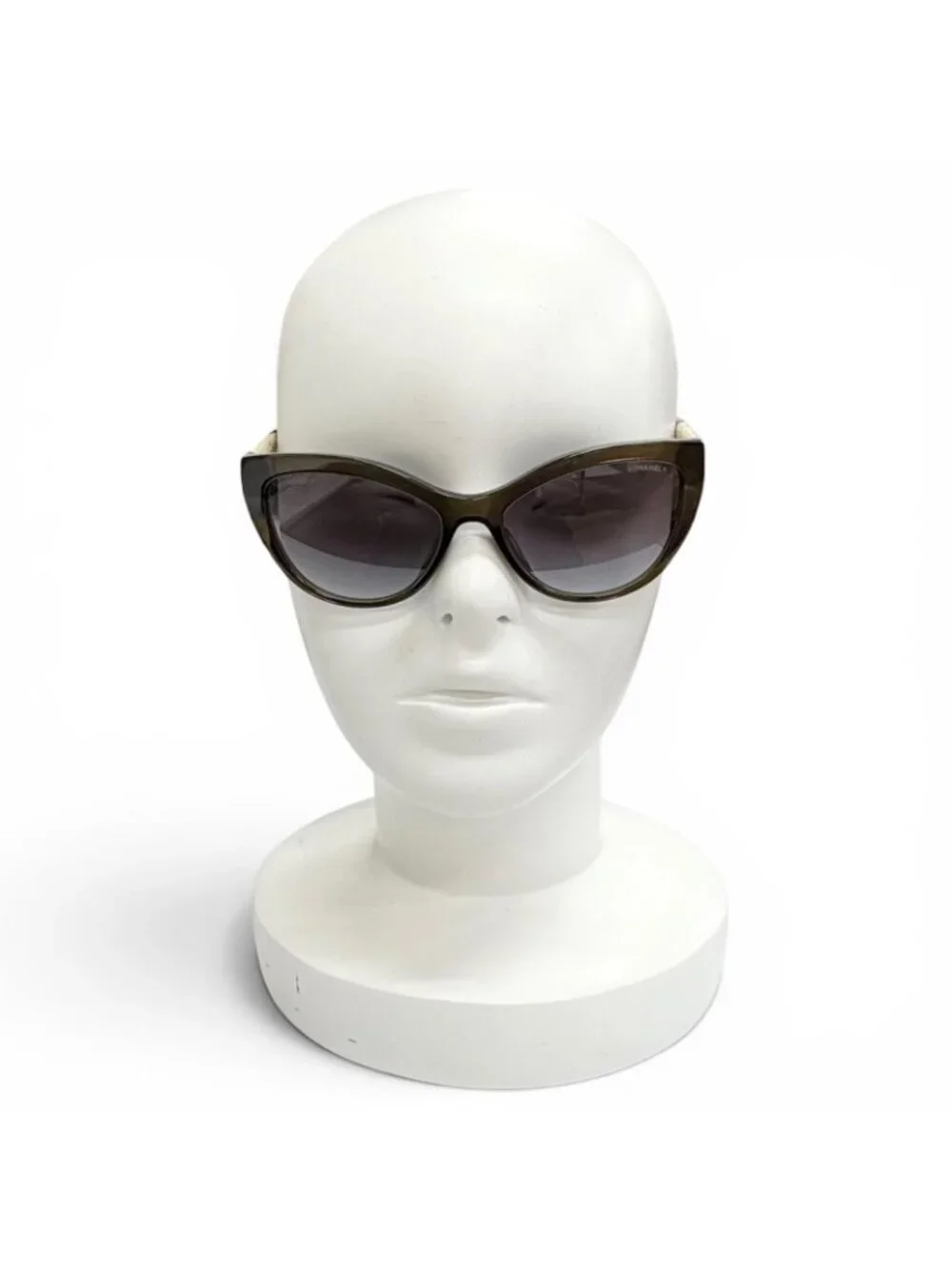 Chanel CC Logo Linen Rope Cat Eye Gradient Lens Sunglasses Khaki Eyewear